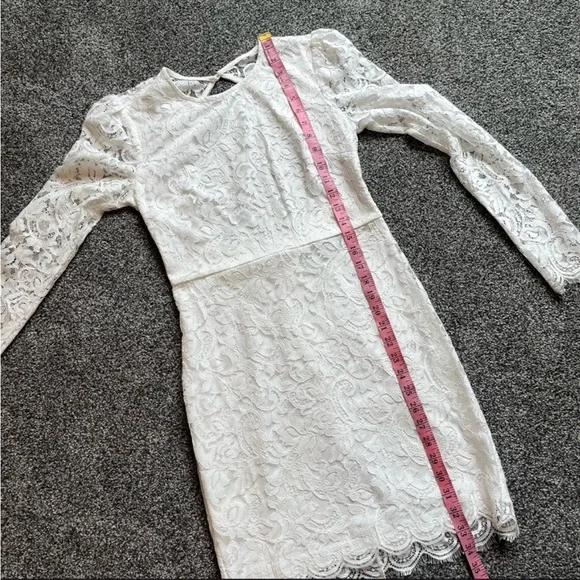 Lulu's White Lace Long Sleeved Open Back Dress - small - Picture 6 of 6